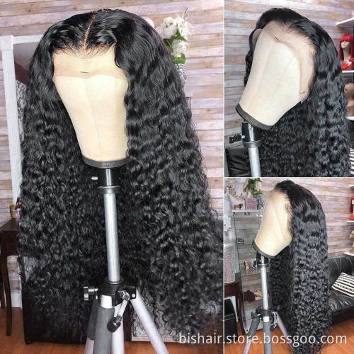 Deep Wave Frontal Wig  T Part Brazilian Deep Wave WigTransparent Lace Wigs Wet And Wavy Deep Curly Lace Front Human Hair Wigs